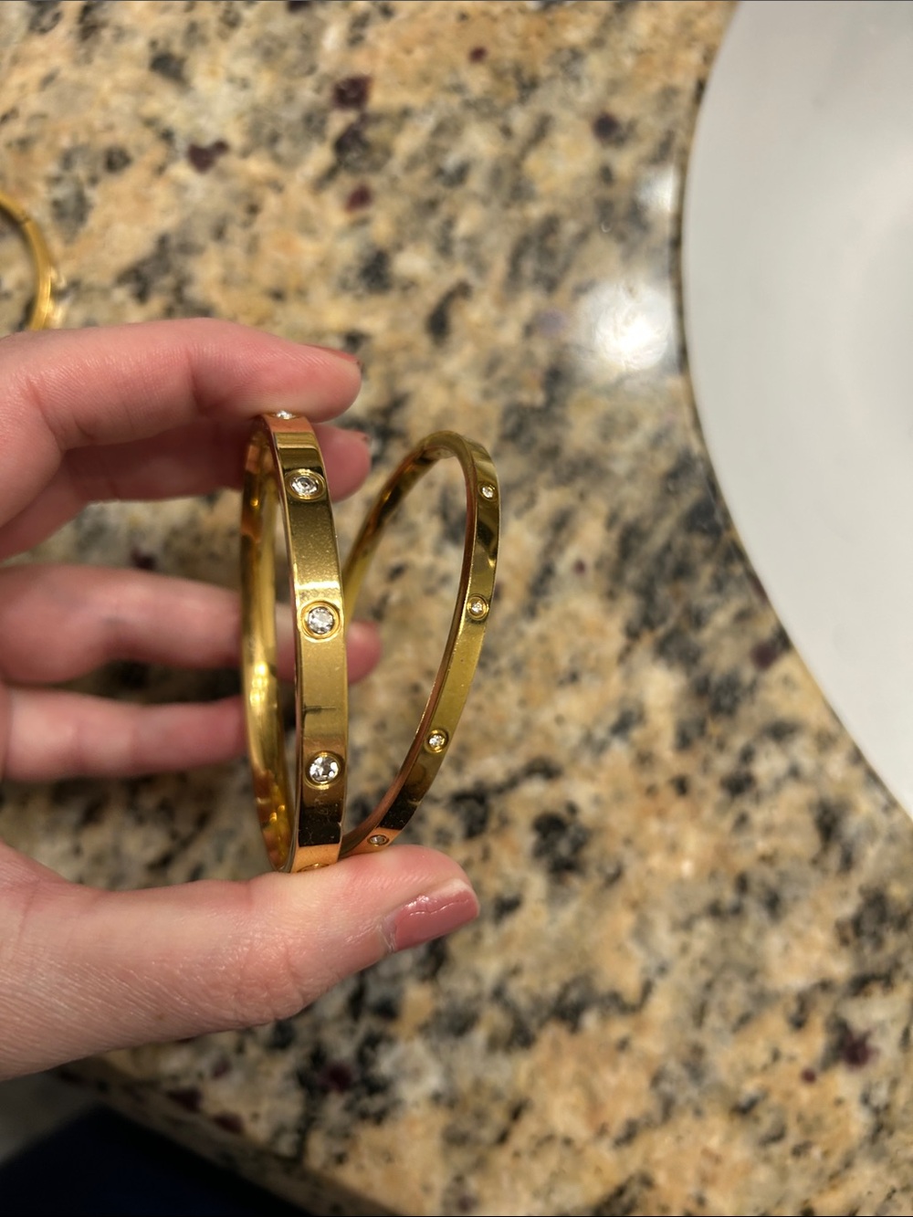 Cartier Gold Crystal-Set Bangle Bracelets